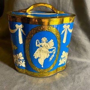 Murray-Allen Regal Crown Metal Tin Confectioners Tin 1960s Blue White and Gold